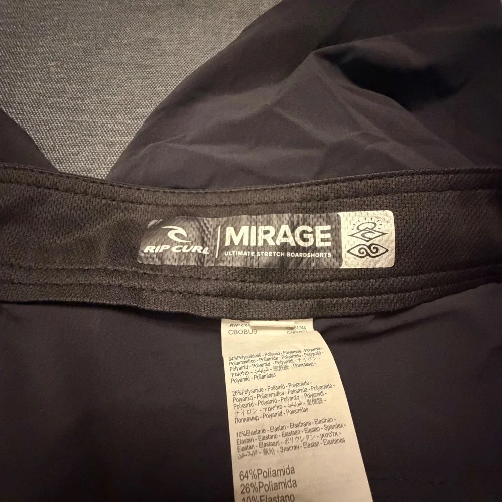 Rip Curl‎ Mirage Ultimate Stretch Boardshorts Black Cordura Mens Swim Trunks